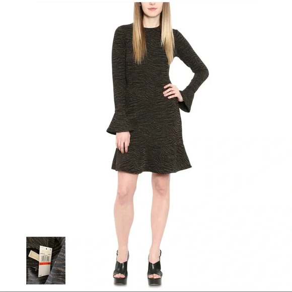 MICHAEL KORS NWT Caramel Flounce Trim Dress - Picture 1 of 14